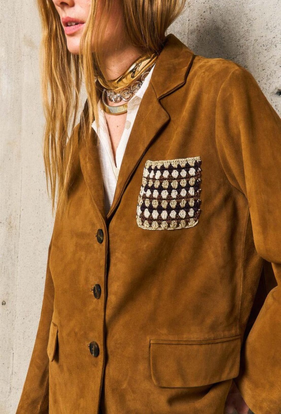 VESTE DAIM POCHE AZELLIA