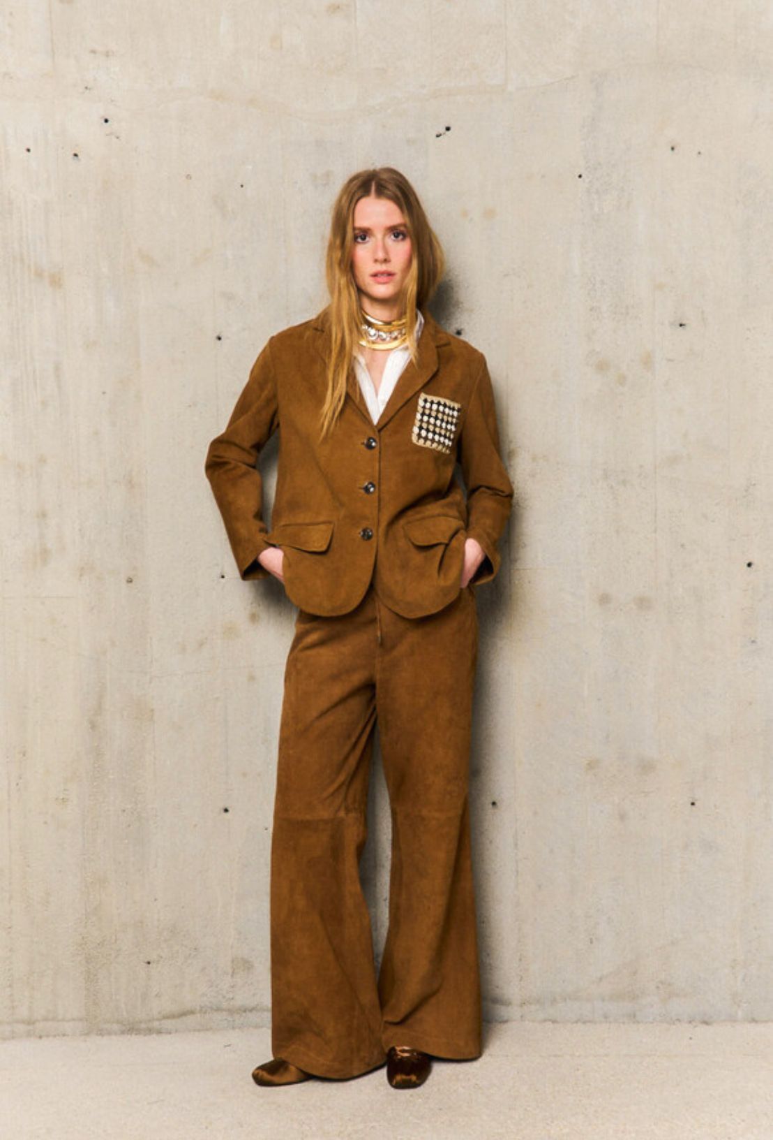 VESTE DAIM POCHE AZELLIA