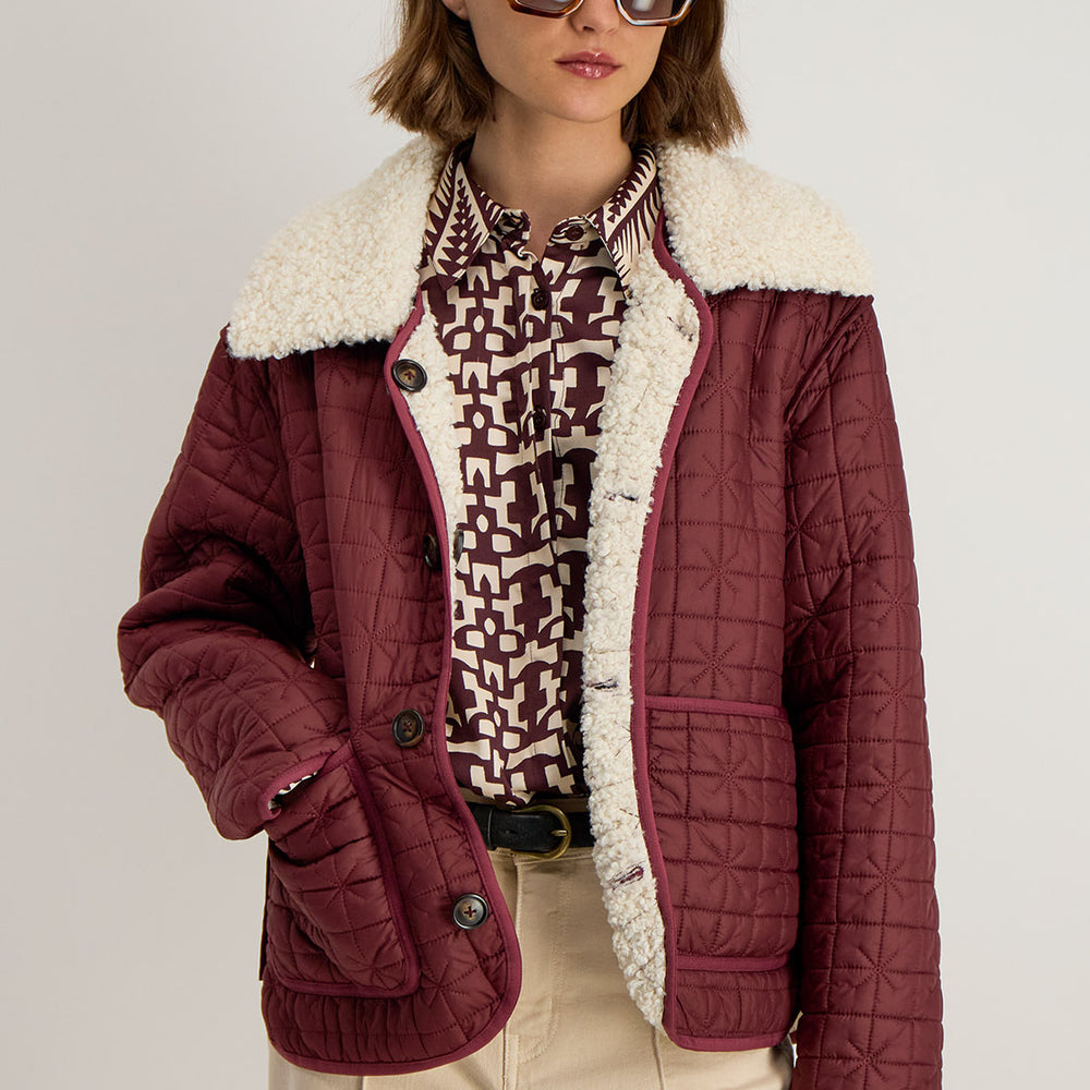 Veste Marija bordeaux, pièce réversible pour un look bohème ou urbain