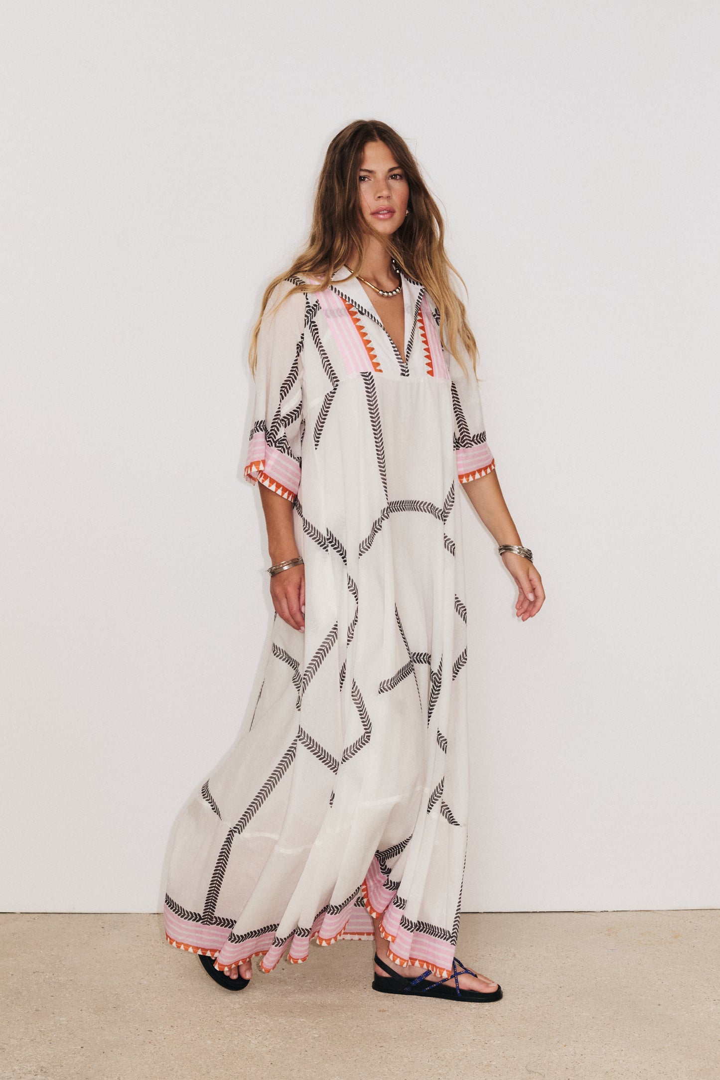 Robe Solène Stella Forest, robe longue en coton fluide et structurée