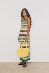 Robe Zig Stella Forest portée, robe longue jacquard motif zigzag
